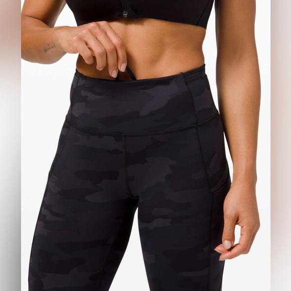 lululemon NWT Fast and Free HR Crop 23" Sz 20 Heritage 365 Camo Deep Coal Multi - Picture 5 of 7